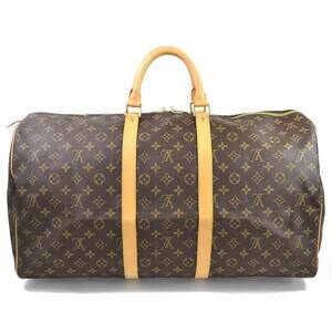 Louis Vuitton Monogram Keepall Boston Travel Bag Brown Canvas